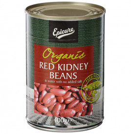 Epicure Organic Red Kidney Beans, In water with no added salt  Tin  400 grams